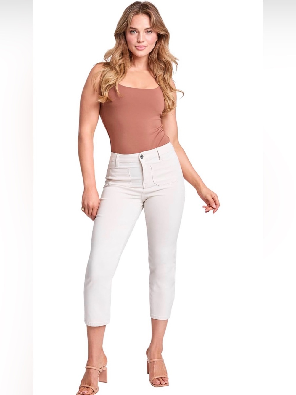YMI White Cropped Ankle Pants